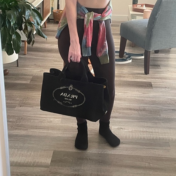 Prada Black Denim Tote w/ Detachable Strap - Picture 10 of 10